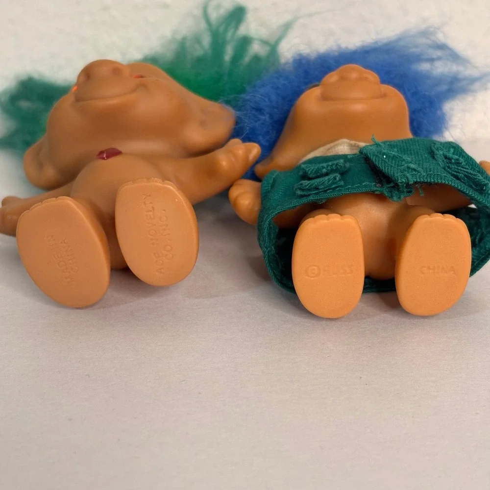 Russ Ace Novelty Troll Doll Lot Unisex 3in Blue Green Good Vintage 90s Toys